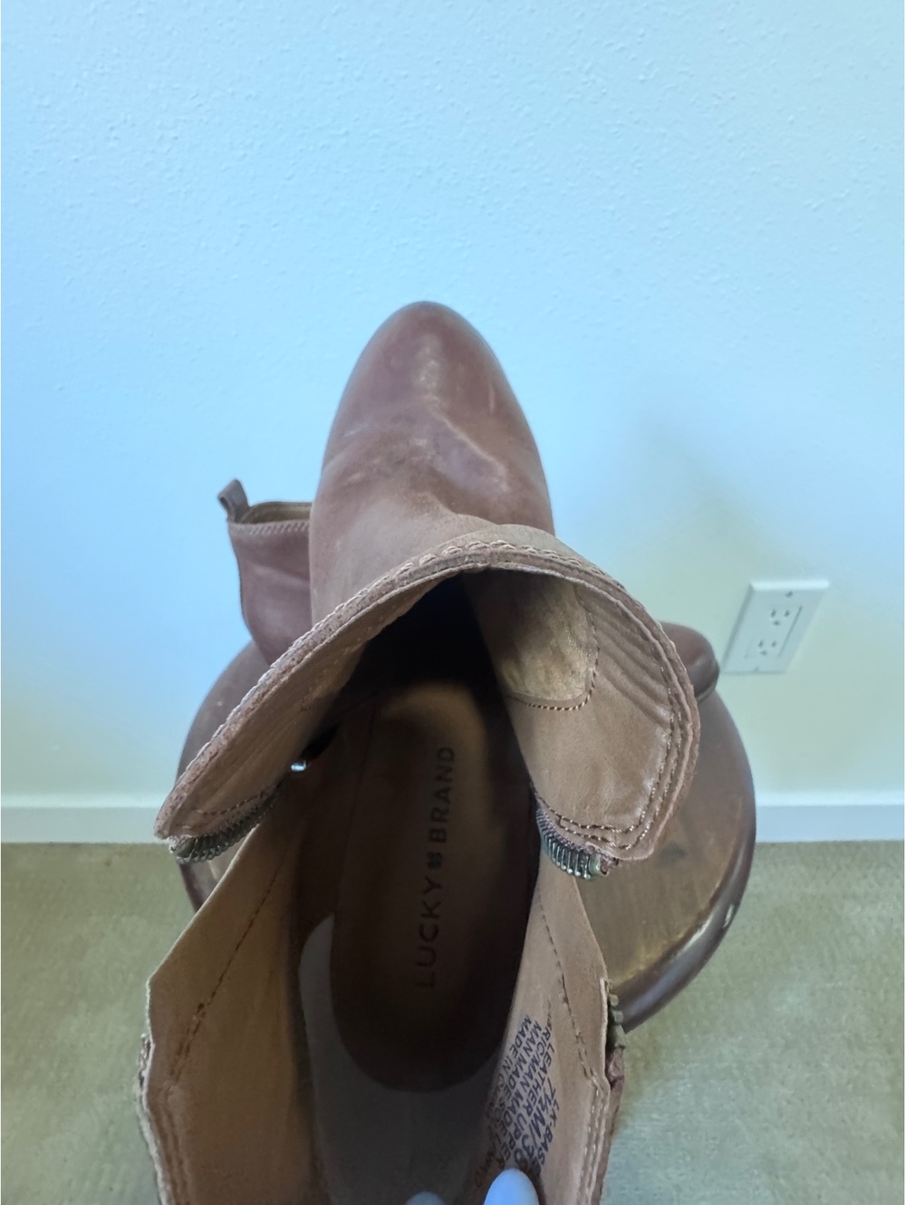Lucky Brand Brown Leather Ankle Boots with Side Zipper - Picture 4 of 8